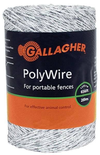 Gallagher™ G62004 Poly Wire for Portable Fences, Ultra White, 1/16" x 656'