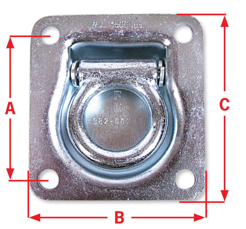 Uriah Products® UH302788 Bolt-On Square Design Recessed Rope Ring, 400 Lb