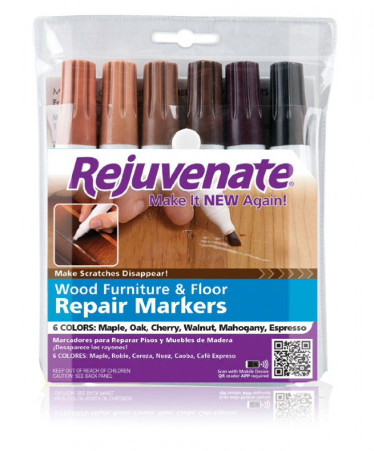 Rejuvenate® RJ6WM Wood Furniture & Floor Repair Markers, 6-Count