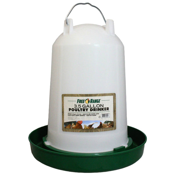 Free Range 1000264 Poultry Drinker with Heavy-Duty Carry Handle, 3.5 Gallon