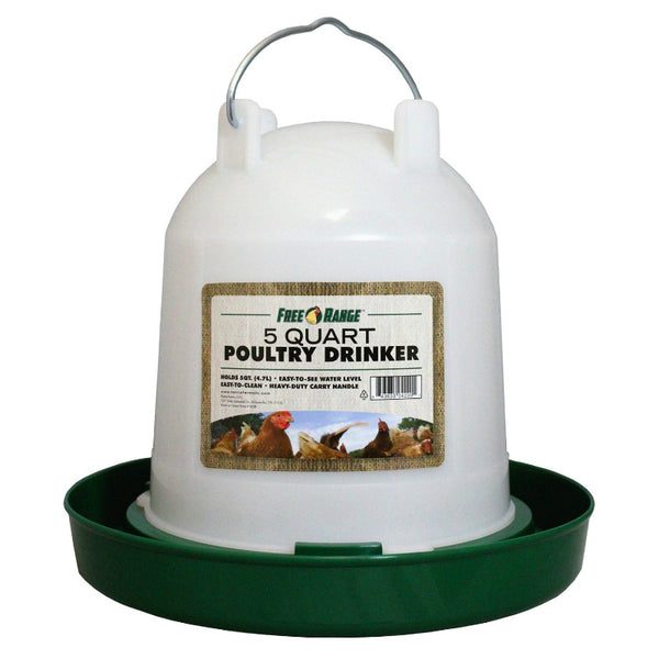 Free Range 1000261 Poultry Drinker with Heavy-Duty Carry Handle, 5-Qt