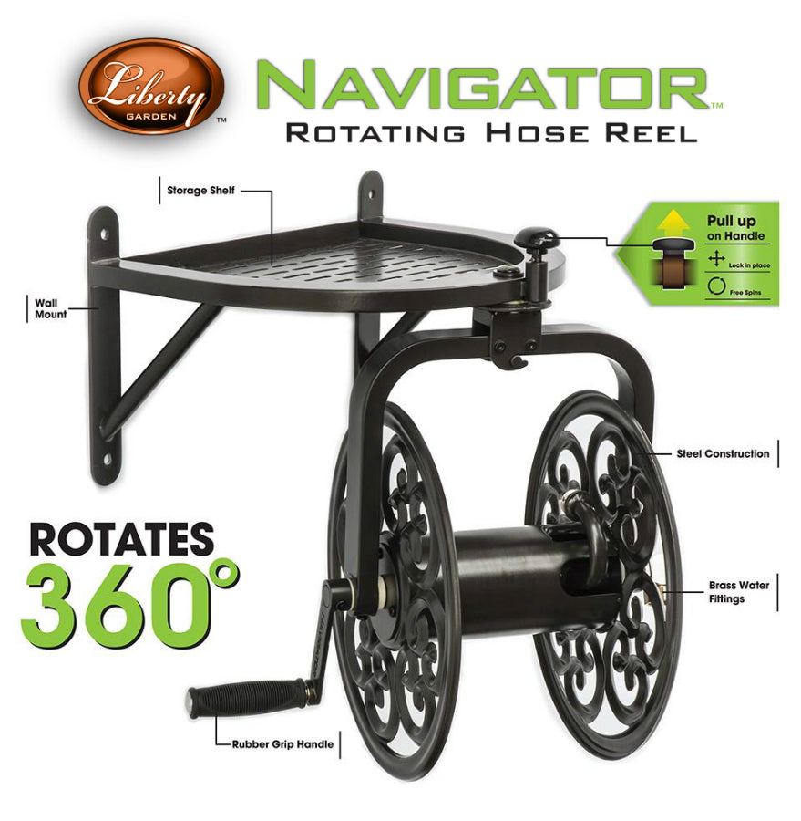 Liberty Garden™ 710 Navigator 360° Rotating Wall-Mount Hose Reel, Bron –  Toolbox Supply