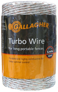 Gallagher G62054 Turbo Wire for Long Portable Fences, Ultra White, 656'