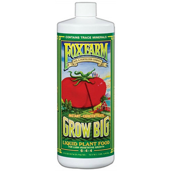 Foxfarm FX14006 Grow Big® Liquid Plant Food Concentrate, 1 Qt, 6-4-4