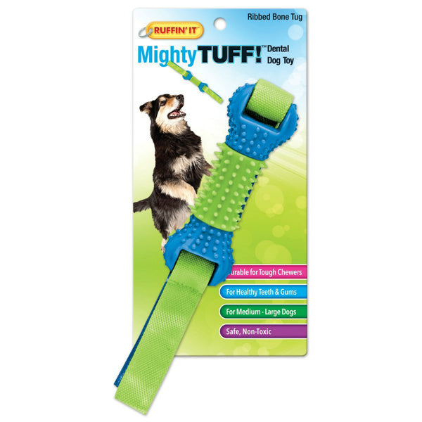 Ruffin' It 80622 Mighty Tuff Ribbed Flappy Bone Dog Toy