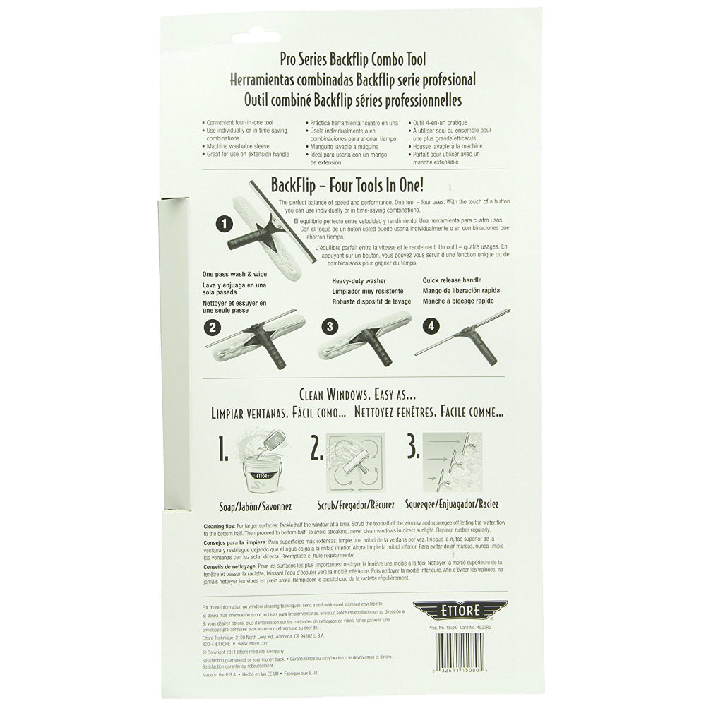Ettore® 15080 ProSeries Backflip Squeegee & Washer Scrubber Combo, 14"