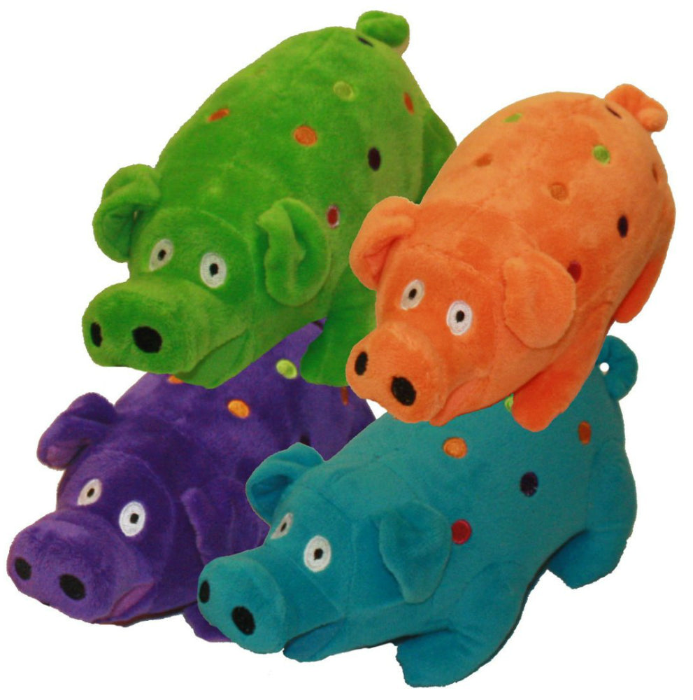 Multipet International 37164 Globlet Polka Dot Plush Pig Dog Toy, 9"