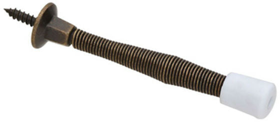 National Hardware® N830-110 Spring Door Stop, Antique Brass, 3"