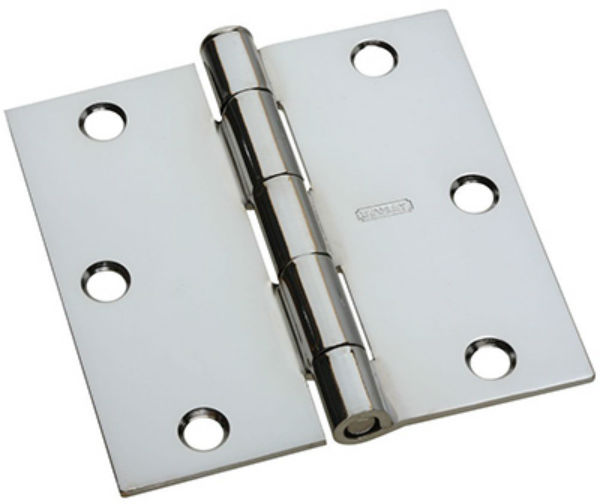 National Hardware® N830-187 Square Corner Door Hinge, Polished Chrome, 3"