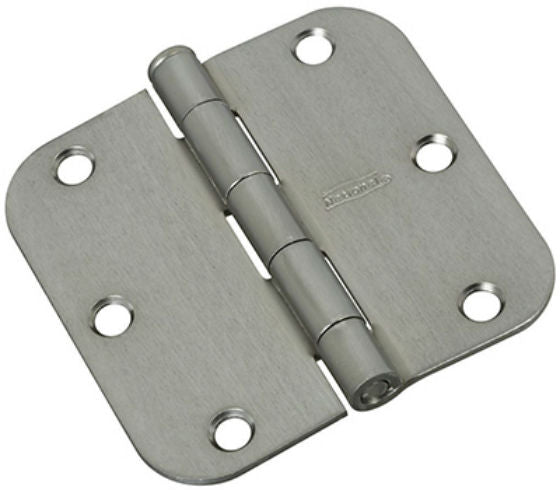 National Hardware® N830-235 Door Hinge with 5/8" Round Corner, Satin Chrome, 3"