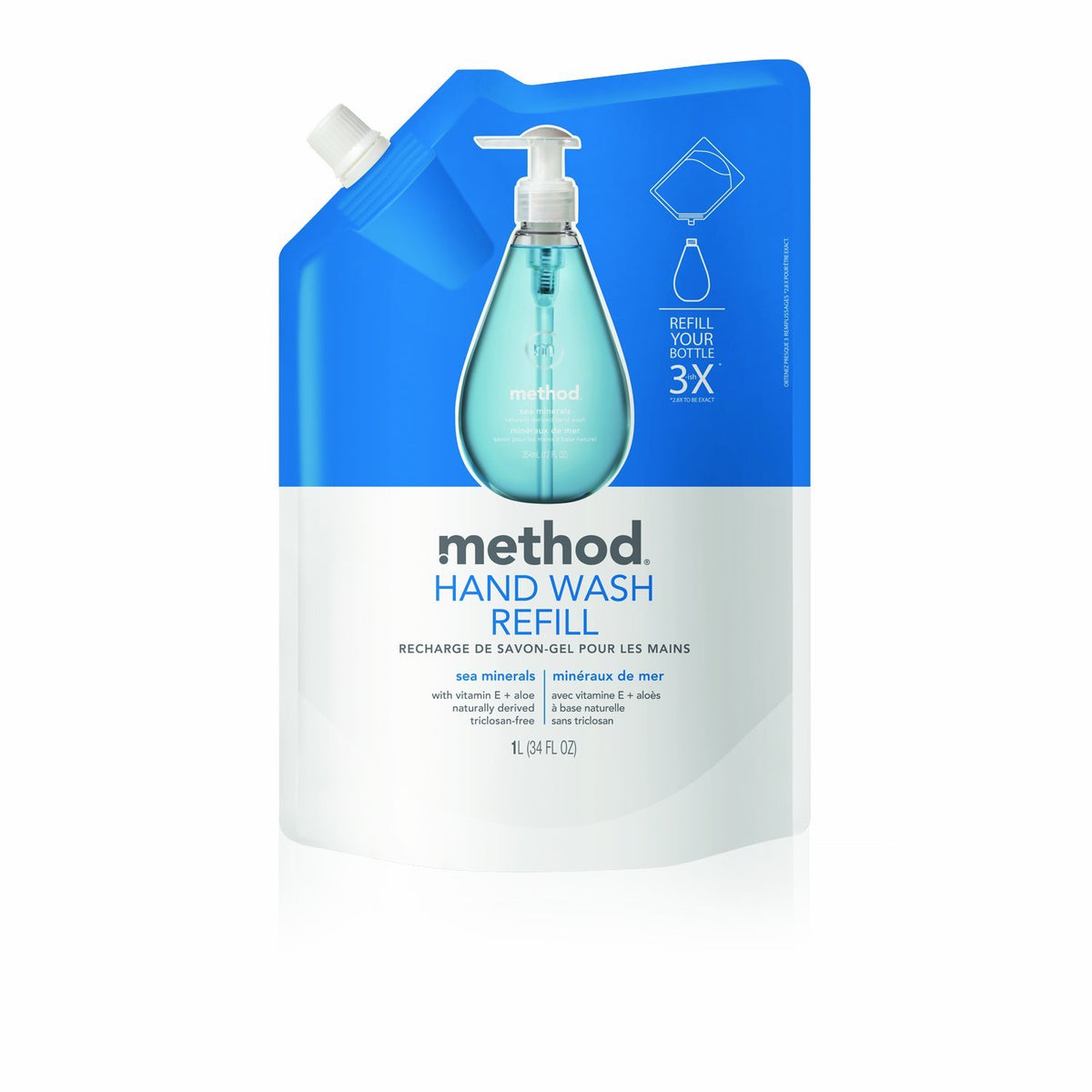 Method 00653 Gel Hand Wash Refill, Sea Minerals, 34 Oz