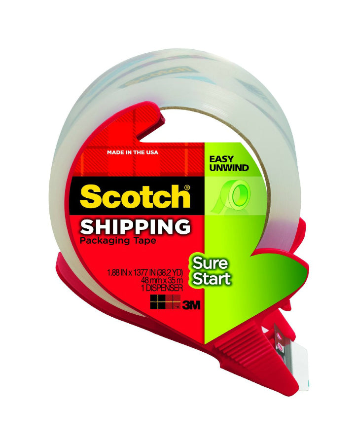 Scotch® 3450S-RD Sure Start Shipping Packaging Tape, 1.88" x 38.2 Yd, Clear