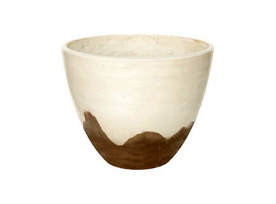 Allen Group WF01772 Drip White Glaze Decorative Planter, Cream & Brown, 12"