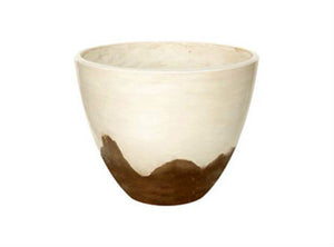 Allen Group WF01772 Drip White Glaze Decorative Planter, Cream & Brown, 12"