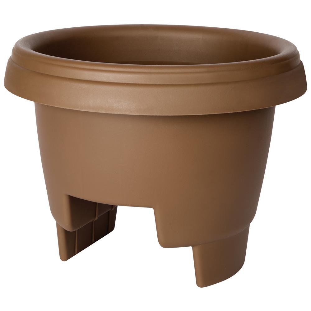Fiskars Pottery 477125-1001 Plastic Deck Rail Planter, Chocolate, 12"