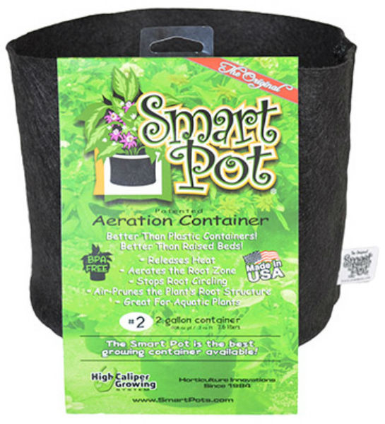 Smart Pot® 10002 Small Soft-Sided Fabric Aeration Container, Black, 2-Gallon