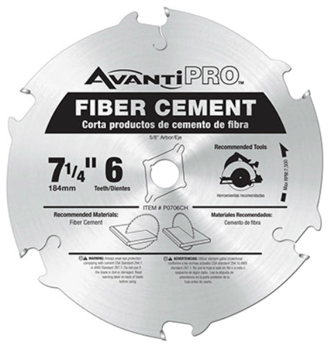 Avantipro™ P0706CH Carbide Tipped Saw Blade, 7-1/4" x 6 Tooth