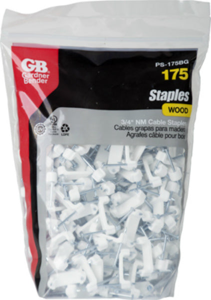 Gardner Bender PS-175BG Plastic Staple, 3/4", Wood White, 175-Pack