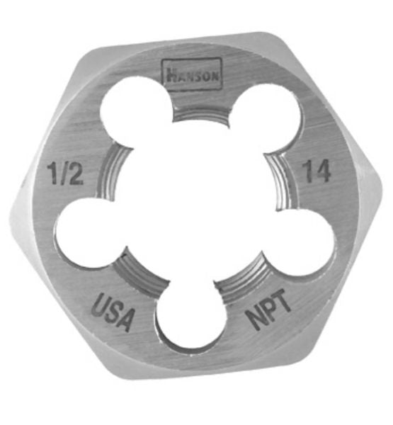Irwin® 7005 Hanson® Hexagon Taper Pipe Die, 1/2" x 14 NPT, 1-7/16" Across