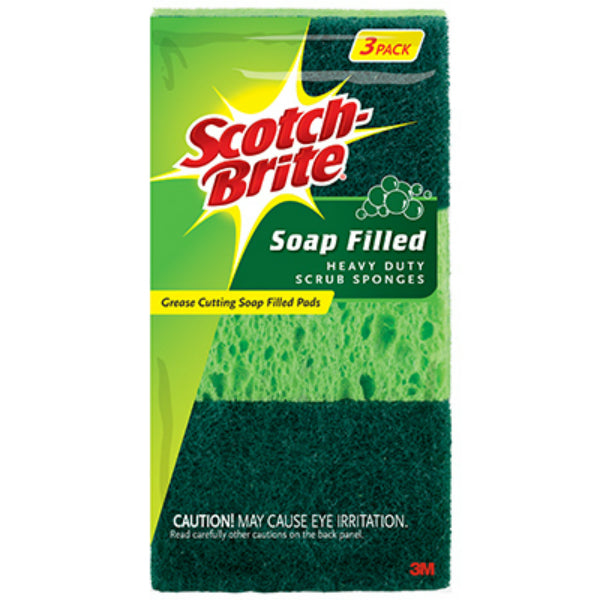 Scotch-Brite® 300-V Soap Filled Heavy Duty Scrub Sponges, 3-Pack