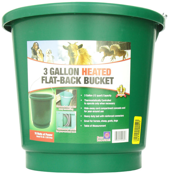 Farm Innovators FB-80 Plastic Flat-Back Heated Bucket, 70-Watts, 3-Gallon