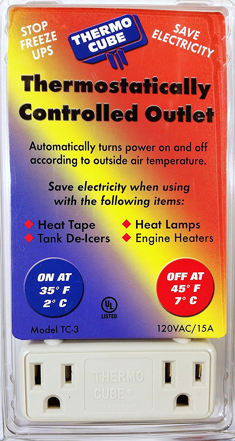 Thermo Cube TC-3 Thermostatically Controlled Outlet, On at 35/Off at 45-Degrees