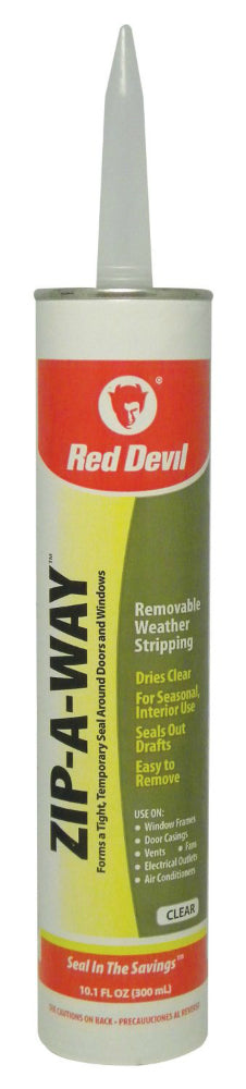 Red Devil 0606 Zip-A-Way Removable Weather Stripping Sealant, 10.1 Oz, Clear