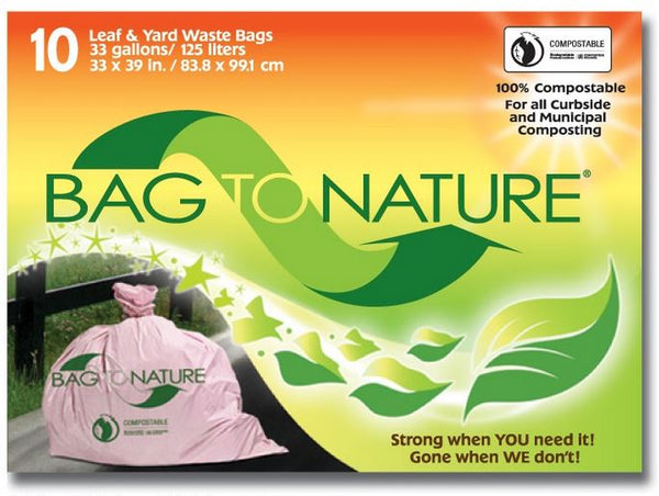 Bag-To-Nature® MBP12310 Leaf & Yard Waste Bags, 33-Gallon, 33" x 39", 10-Count