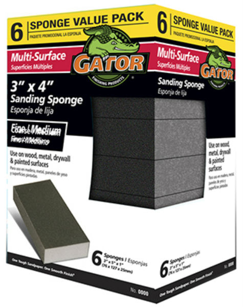 Gator® 4200 Multi-Surface Sanding Sponge, Coarse/Medium, 3" x 4", 6-Pack