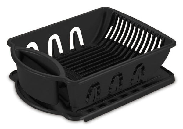 Sterilite® 06219006 Ultra Sink Set w/Dish Drainer & Drainboard, Black, 2-Piece