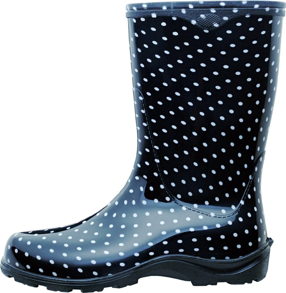Sloggers® 5013BP10 Women's Rain & Garden Boot, Black/White Polka Dot, Size 10