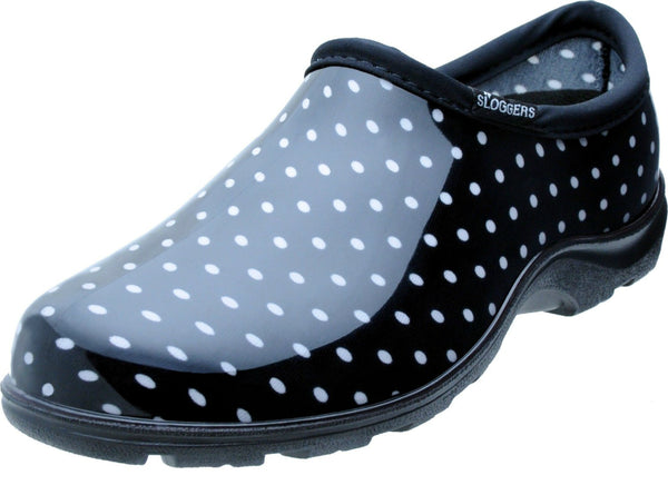 Sloggers® 5113BP07 Women's Rain & Garden Shoe, Black/White Polka Dot, Size 7