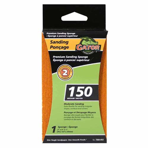 Gator® 7364 Step 2 Sanding Premium Sanding Sponge, 3"x5"x1", Medium 150-Grit
