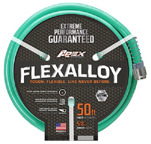 Teknor Apex 8550-50 Flexalloy Industrial Duty Garden Hose, 5/8" ID x 50', Green