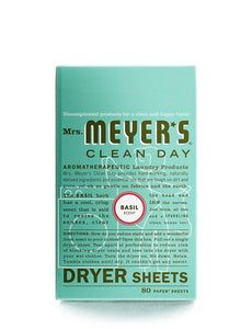 Mrs. Meyer's Clean Day 14448 Basil Dryer Sheets, 80-Count