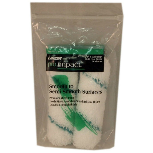 Linzer MR701-2-4 Pro Edge Microfiber Fabric Mini Roller Cover, 4" x 3/8", 2-Pack
