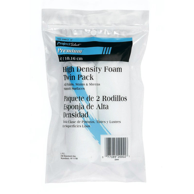 Linzer MR200-2-4 Impact High Density White Foam Mini Roller Covers, 4", 2-Pack