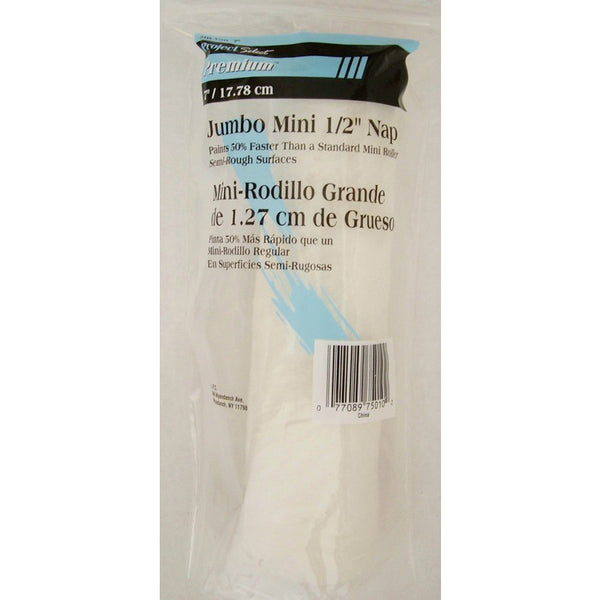 Linzer MR750 Pro Edge™ Jumbo White Woven Mini Roller, 7" x 1/2" Nap