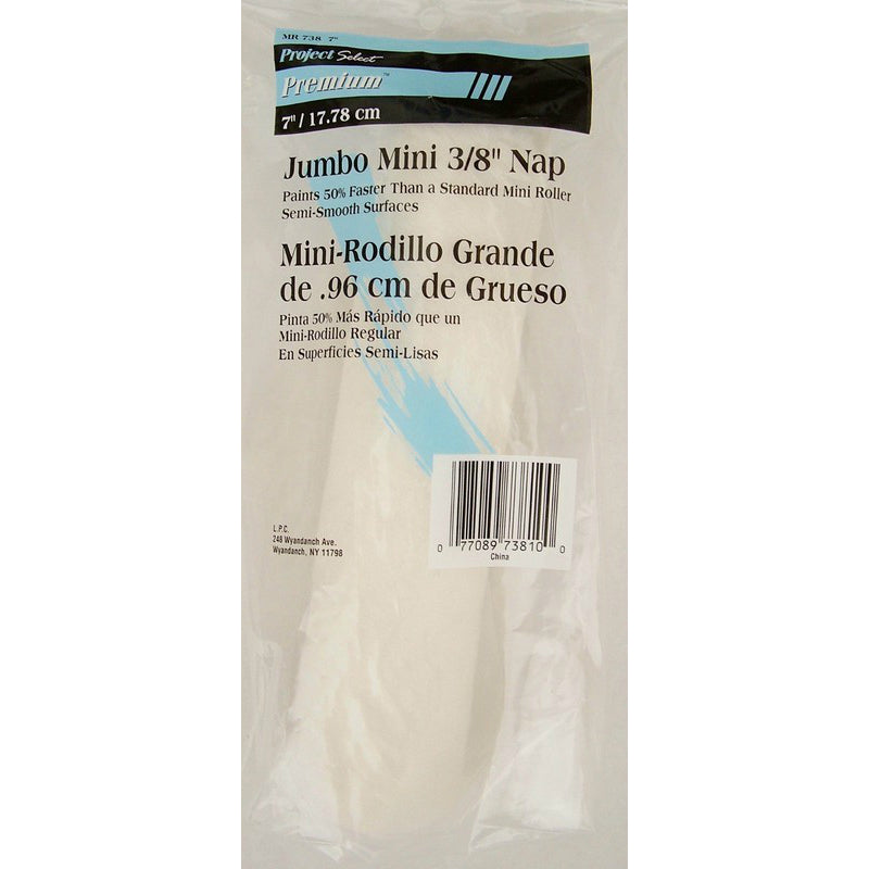 Linzer MR738 Pro Edge™ Jumbo White Woven Mini Roller, 7" x 3/8" Nap