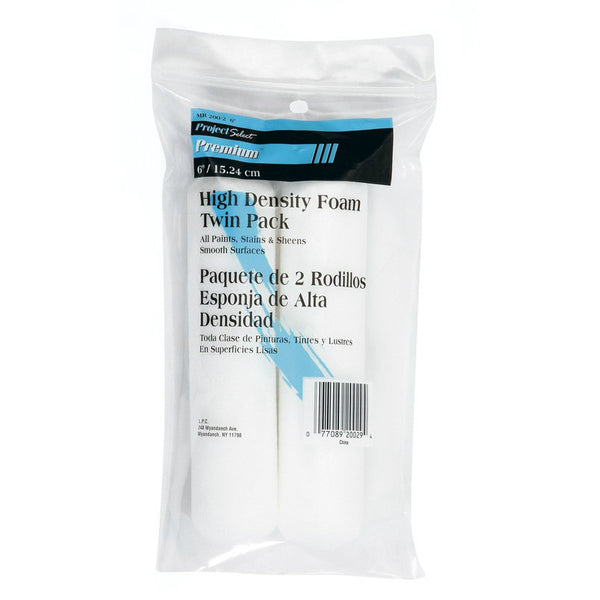 Linzer MR200-2-6 Impact High Density White Foam Mini Roller Covers, 6", 2-Pack