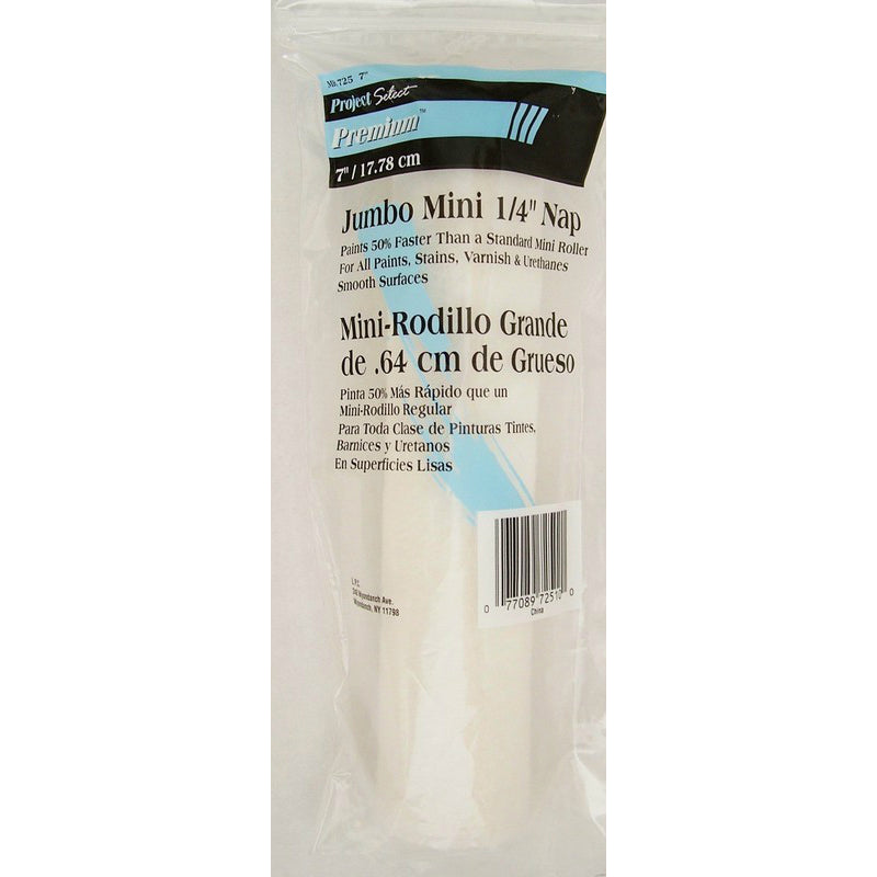 Linzer MR725 Pro Edge™ Jumbo White Woven Mini Roller, 7" x 1/4" Nap