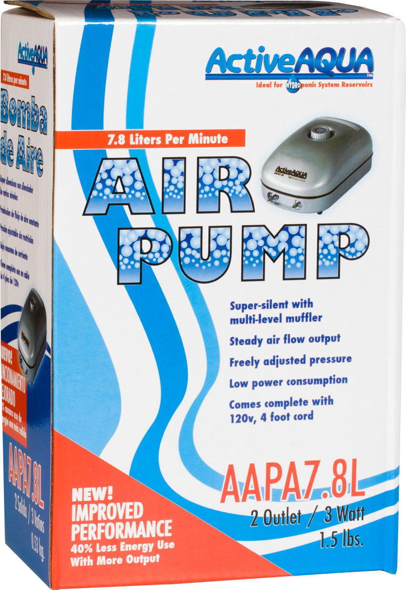 Active Aqua AAPA7-8L Air Pump with 4 Outlets, 7.8L, 120V, 125 GPH