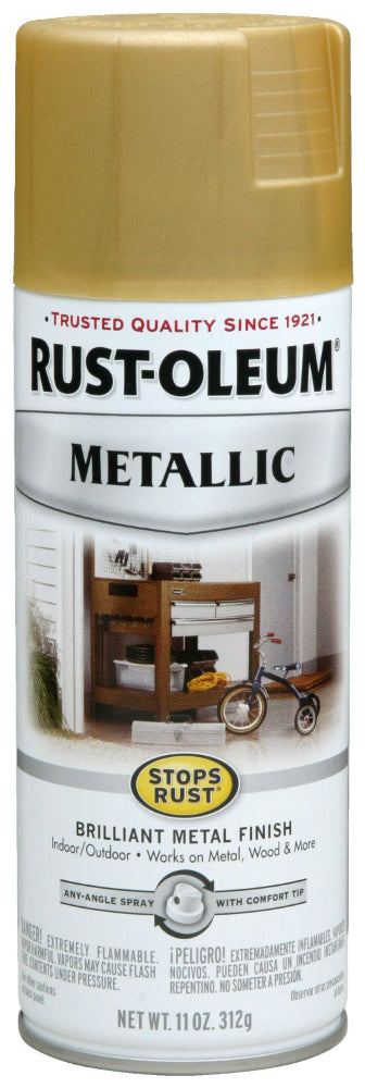 Rust-Oleum 7270830 Stops Rust Metallic Spray Paint, 11 oz, Gold Rush