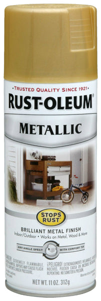 Rust-Oleum® 7270830 Stops Rust® Metallic Aerosol Paint, 11 Oz, Gold Rush
