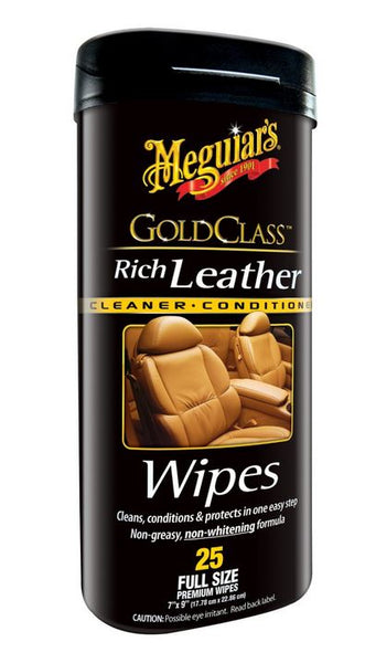 Meguiar's® G10900 Gold Class™ Rich Leather Cleaner & Conditioner Wipes, 25-Count