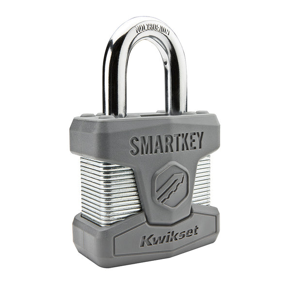 Kwikset® 90260-001 SmartKey Laminated Steel Padlock w/ 1-1/8" Molybdenum Shackle