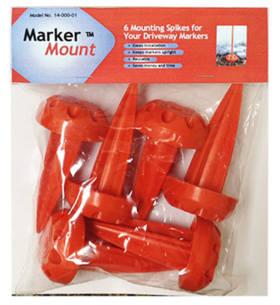 Rebound Driveway 14-001-06 Durable Plastic Spike Marker Mount, Orange