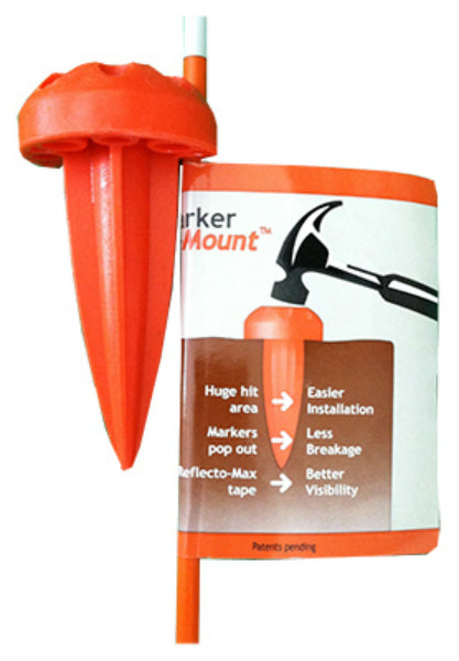 Rebound Driveway 15-001-01 Orange Fiberglass Rod w/ Tape Marker Mount, 48"x1/4"