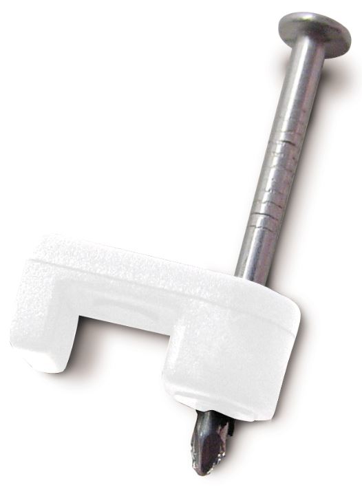 Gardner Bender PMW-100B Single Nail Plastic Wire Staple, White, 3/16", 100-Count