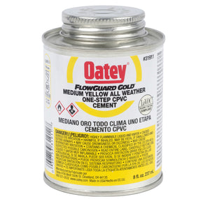 Oatey® 31911 All Weather CPVC FlowGuard Gold® 1-Step Cement, 8 Oz, Yellow